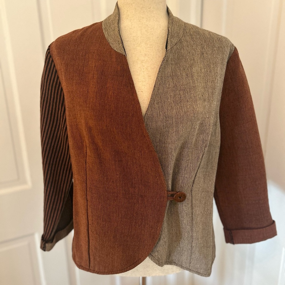 VTG 90s SKYE SMOCKS Handwoven‎ Colorblock Jacket M/L Made in Scotland